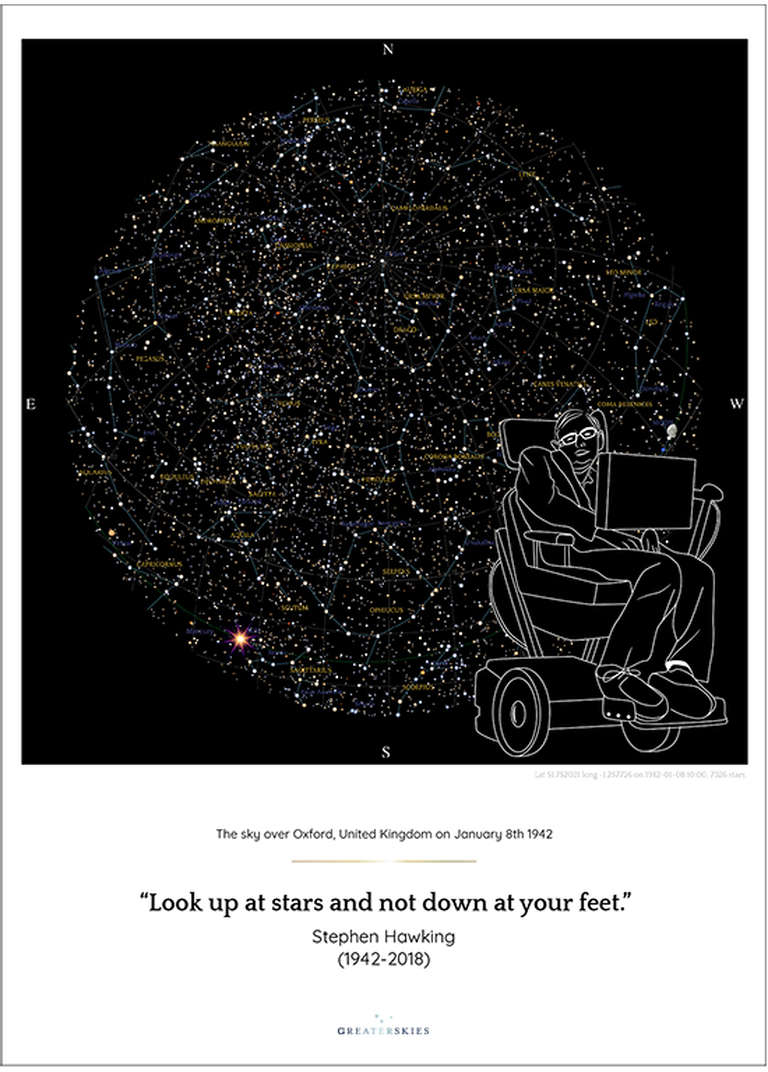 Our map of the sky tribute to Professor Hawking